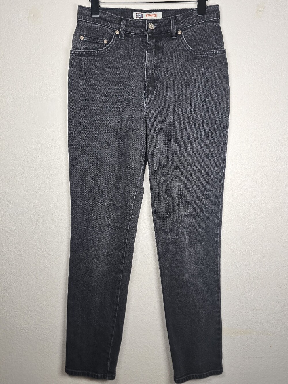 Vintage 90s Faded Glory Stretch Black High Rise Tapered Jeans 10